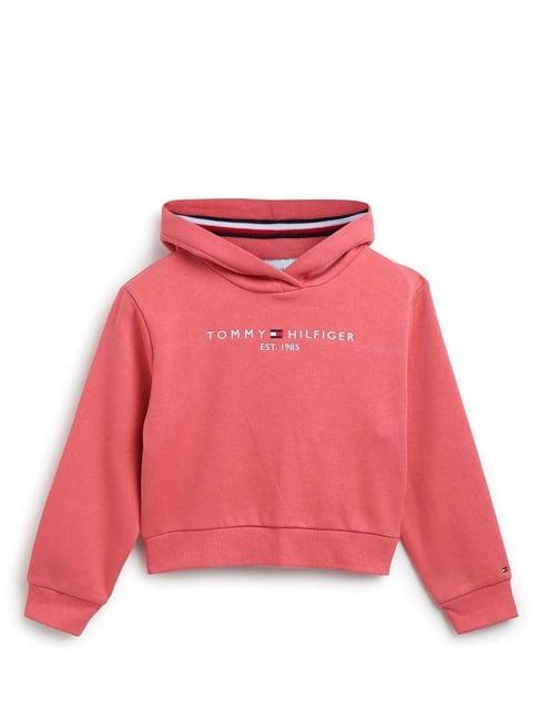 tommy hilfiger kids empire pink logo regular fit hoodie