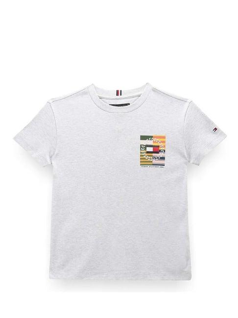 tommy hilfiger kids grey cotton graphic t-shirt