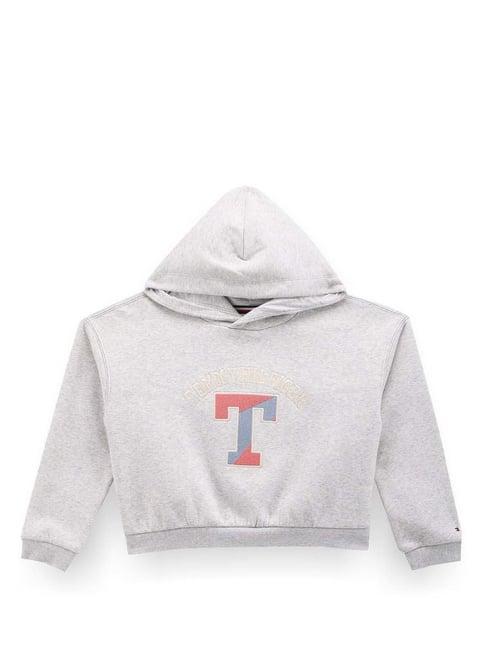 tommy hilfiger kids grey graphic full sleeves hoodie