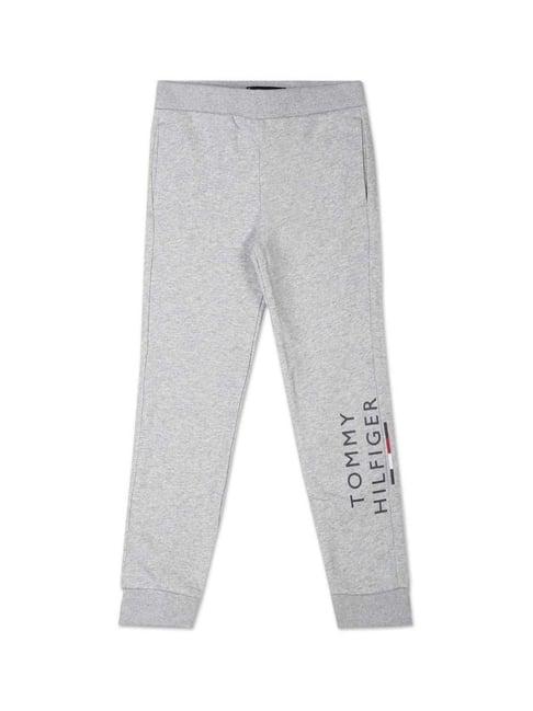 tommy hilfiger kids light grey cotton logo joggers