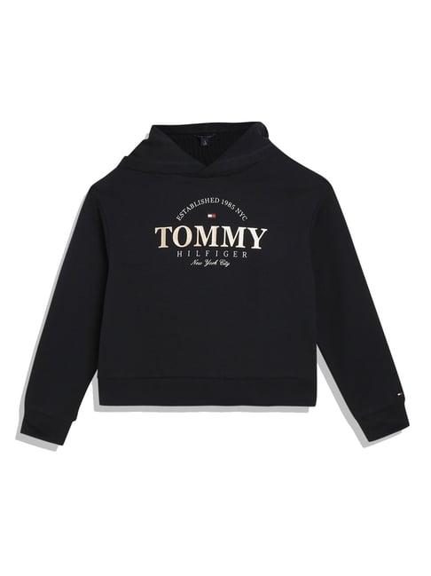 tommy hilfiger kids navy printed full sleeves hoodie