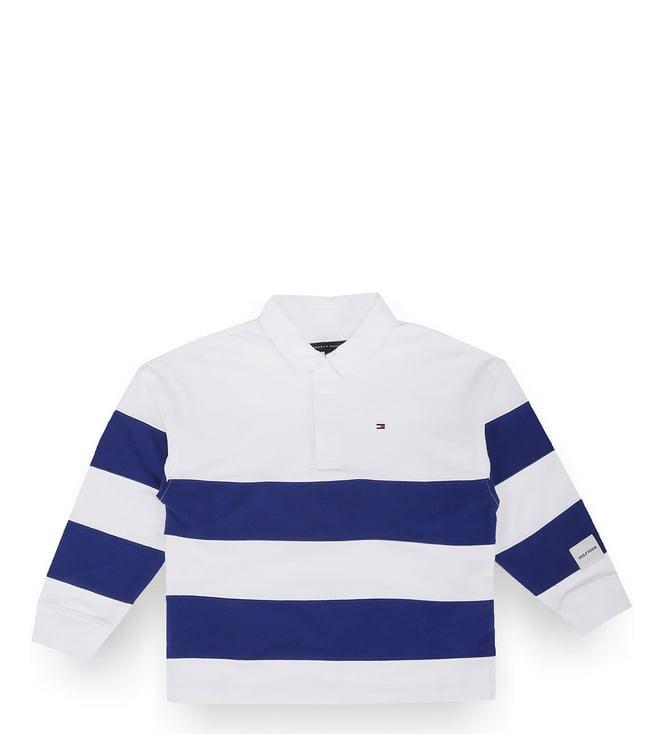 tommy hilfiger kids navy voyage & white color block regular fit sweater