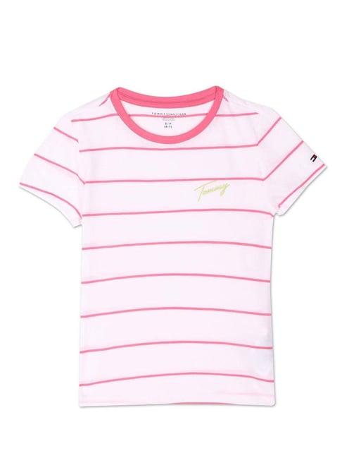 tommy hilfiger kids pink & white cotton striped t-shirt