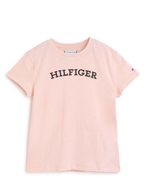 tommy hilfiger kids pink crystal logo regular fit t-shirt