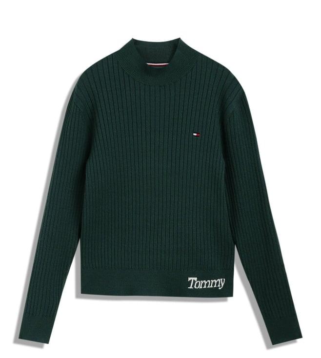 tommy hilfiger kids prep green striped regular fit sweater
