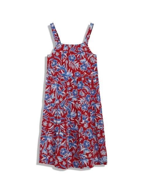 tommy hilfiger kids red printed dress