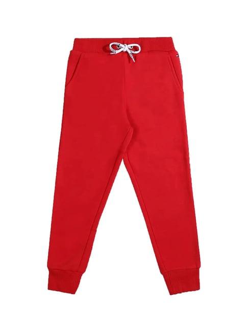 tommy hilfiger kids red solid trackpants