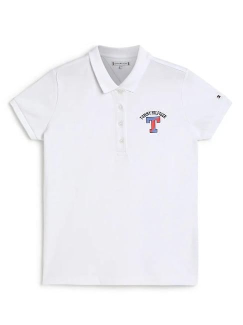 tommy hilfiger kids white logo print polo t-shirt