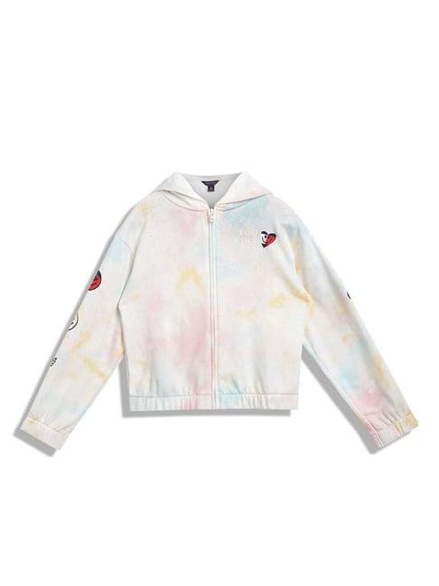 tommy hilfiger kids white printed full sleeves hoodie