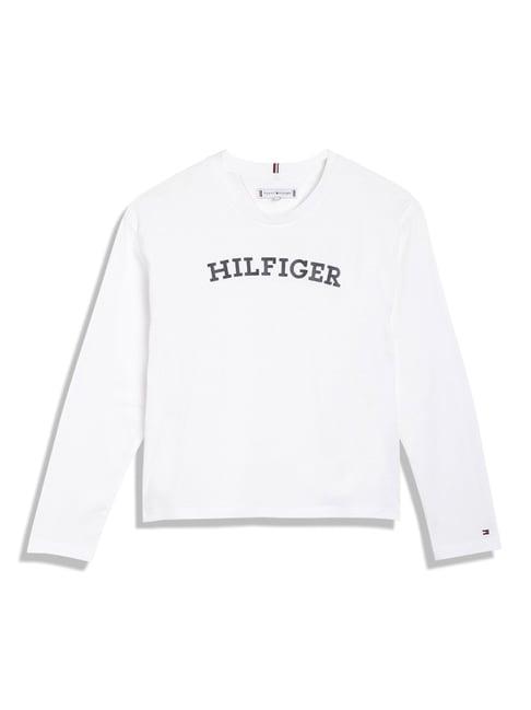 tommy hilfiger kids white printed full sleeves t-shirt