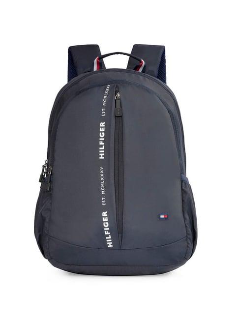 tommy hilfiger lebron navy polyester solid laptop backpack - 31 ltrs