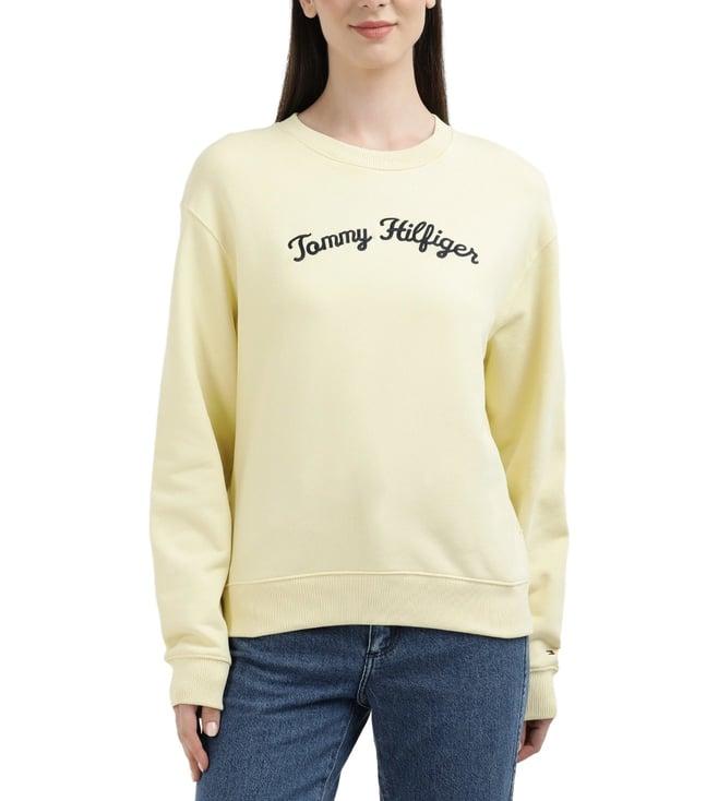 tommy hilfiger lemon zest womens solid regular sweatshirt