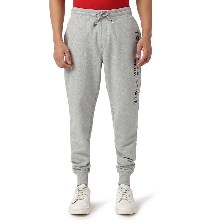 tommy hilfiger light grey heather logo regular fit joggers