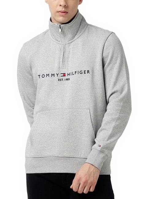 tommy hilfiger light grey heather logo regular fit sweatshirt