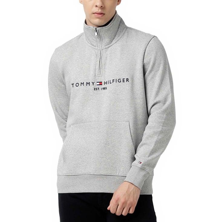 tommy hilfiger light grey heather logo regular fit sweatshirt