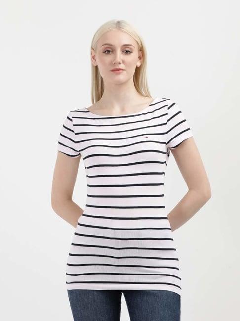 tommy hilfiger light pink & black cotton striped top