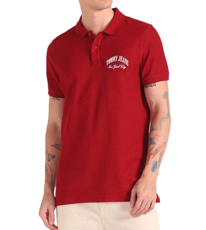 tommy hilfiger magma red embroidery regular fit polo t-shirt