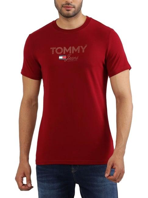 tommy hilfiger maroon logo regular fit t-shirt