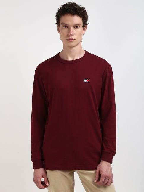 tommy hilfiger maroon regular fit t-shirt