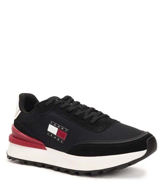 tommy hilfiger men's black & rouge sneakers