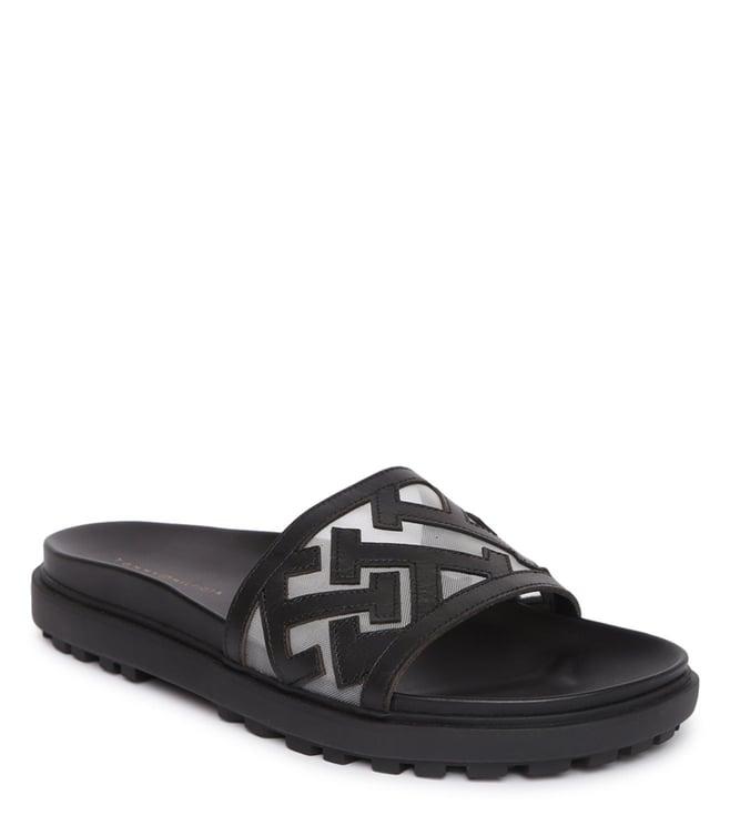 tommy hilfiger men's black slide sandals