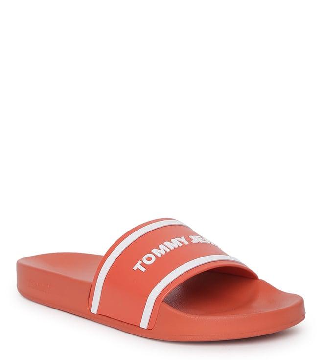 tommy hilfiger men's burnt vermillion slide sandals