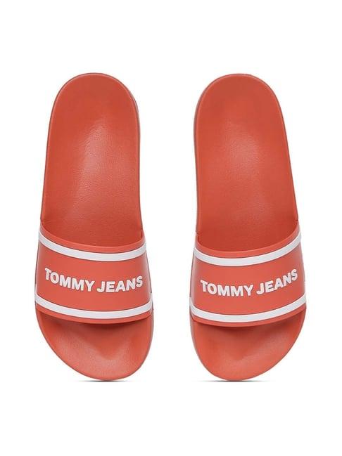 tommy hilfiger men's burnt vermillion slides