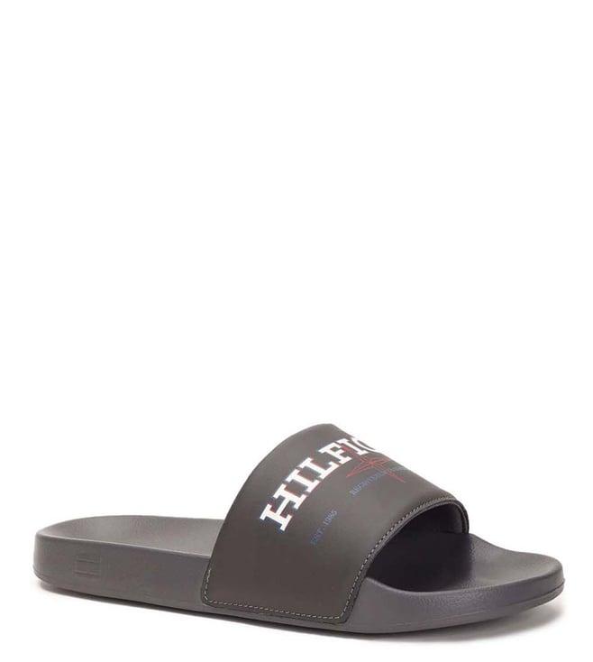 tommy hilfiger men's dark ash slide sandals