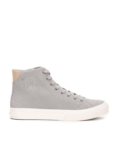 tommy hilfiger men's grey ankle high sneakers