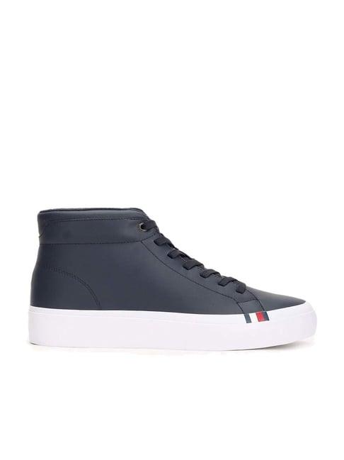 tommy hilfiger men's navy ankle high sneakers