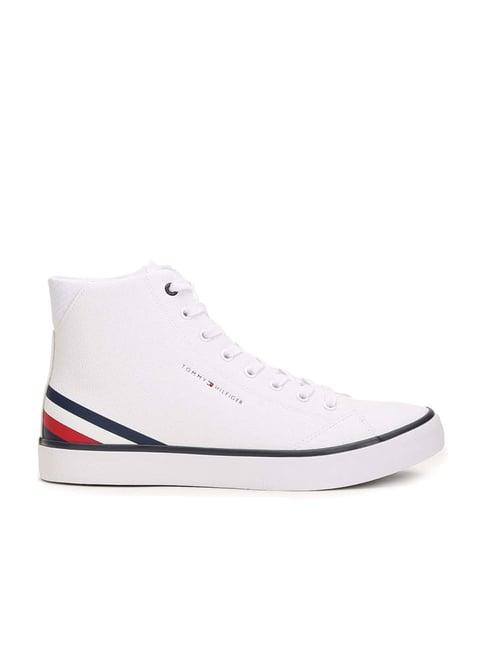 tommy hilfiger men's white ankle high sneakers