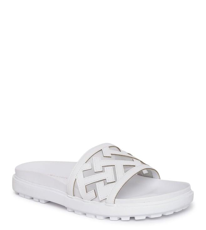 tommy hilfiger men's white slide sandals