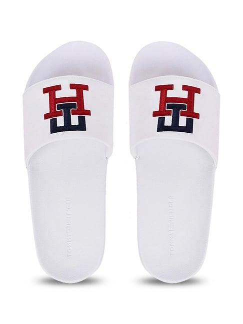 tommy hilfiger men's white slides