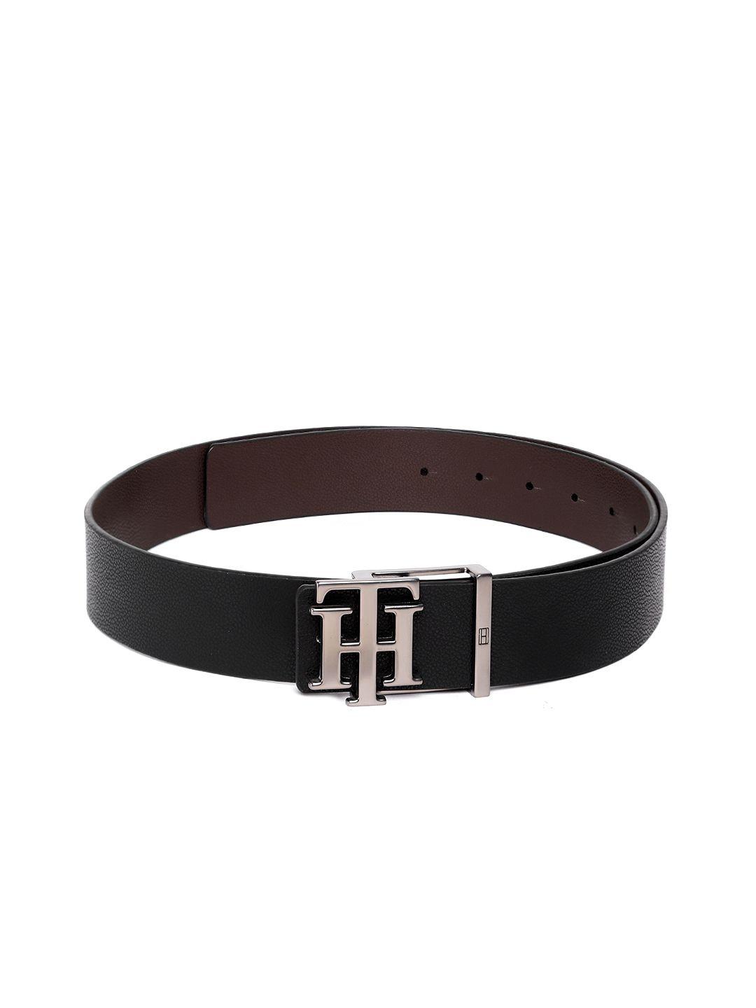 tommy hilfiger men black reversible leather belt