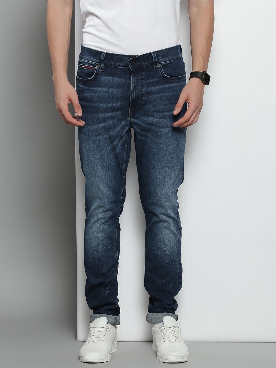 tommy hilfiger men blue skinny fit light fade stretchable jeans