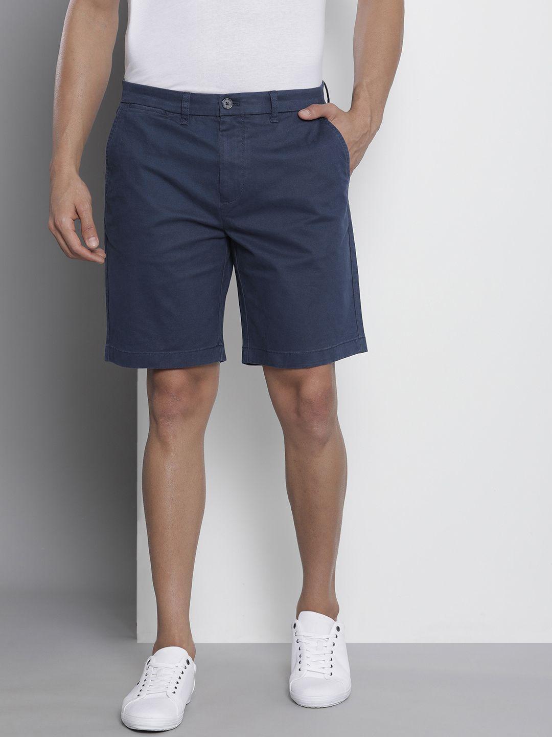 tommy hilfiger men blue solid chino shorts