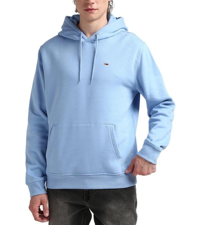 tommy hilfiger men blue solid cotton full sleeve sweatshirt