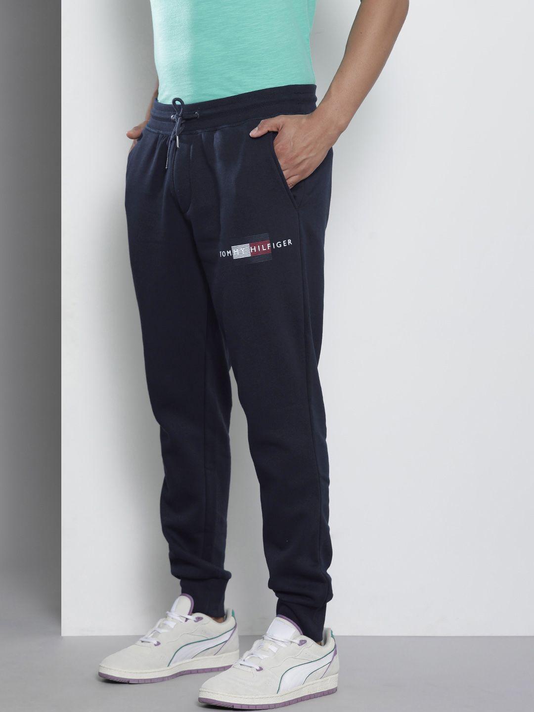 tommy hilfiger men blue solid joggers