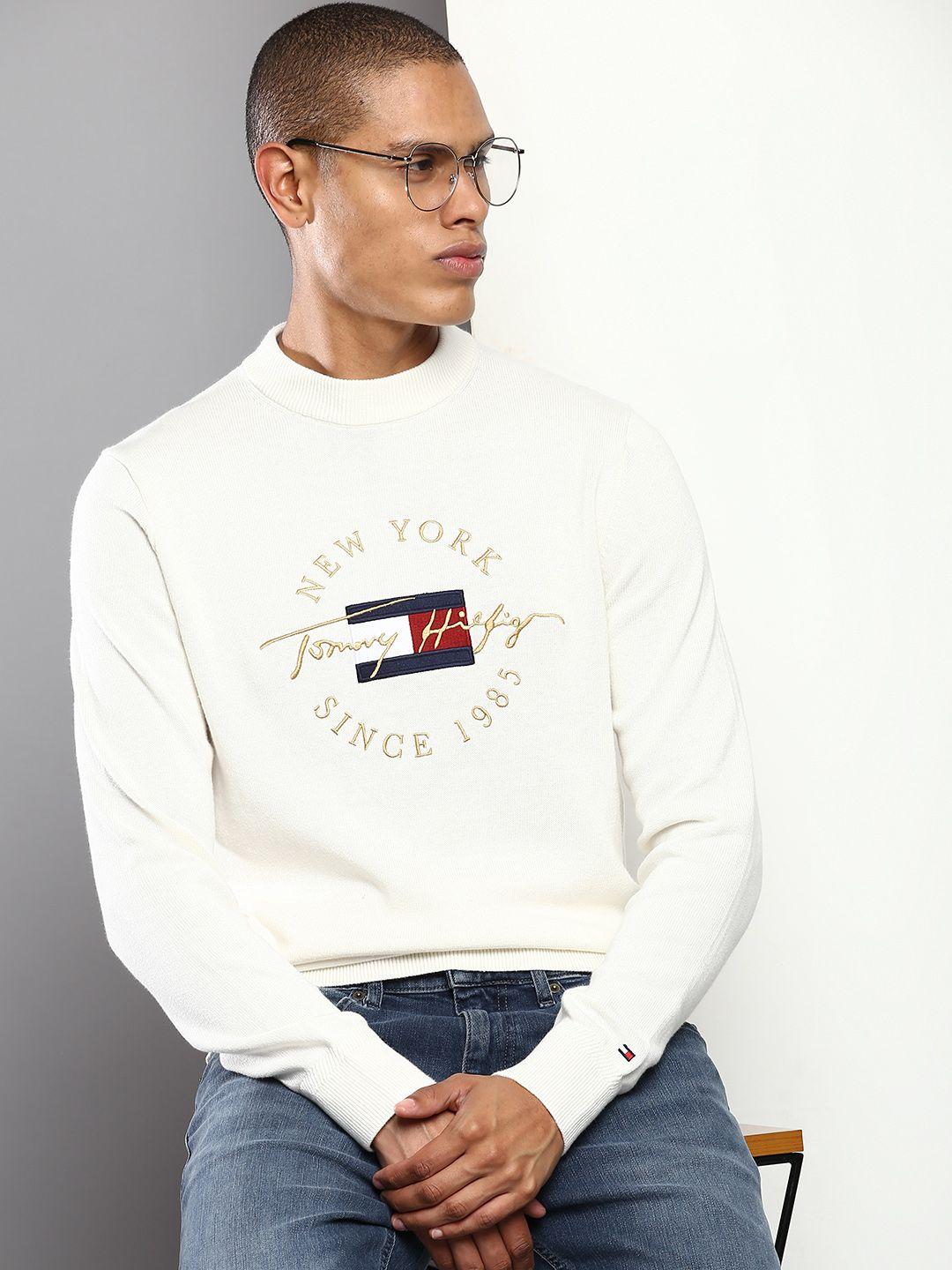 tommy hilfiger men brand logo embroidered pure cotton pullover