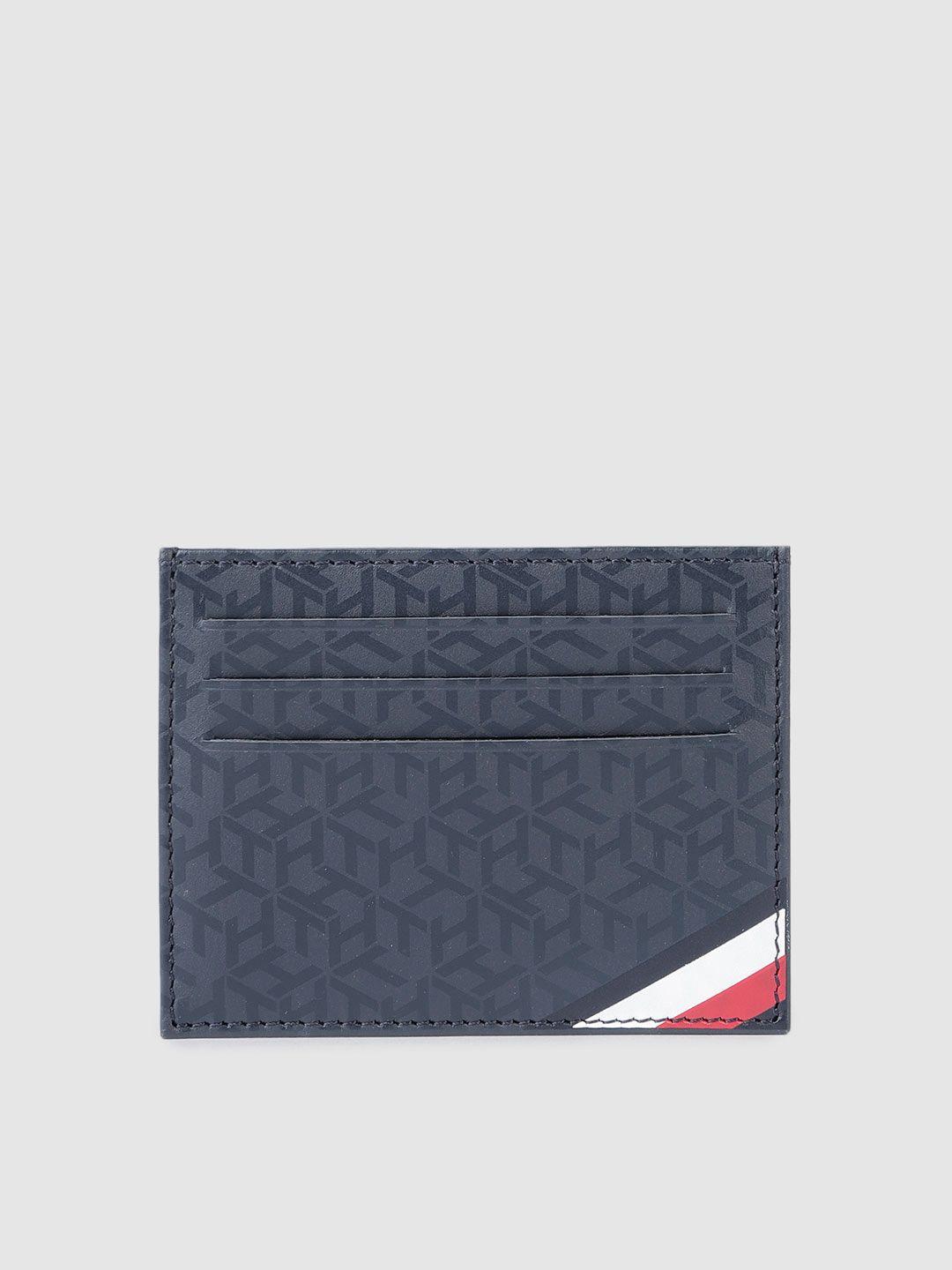 tommy hilfiger men brand logo print leather card holder