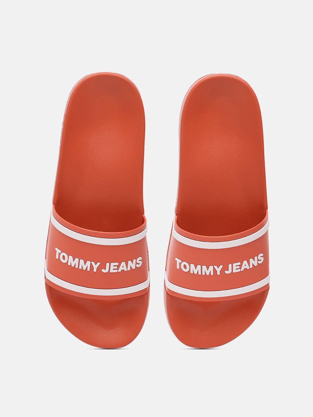 tommy hilfiger men brand logo print rubber sliders