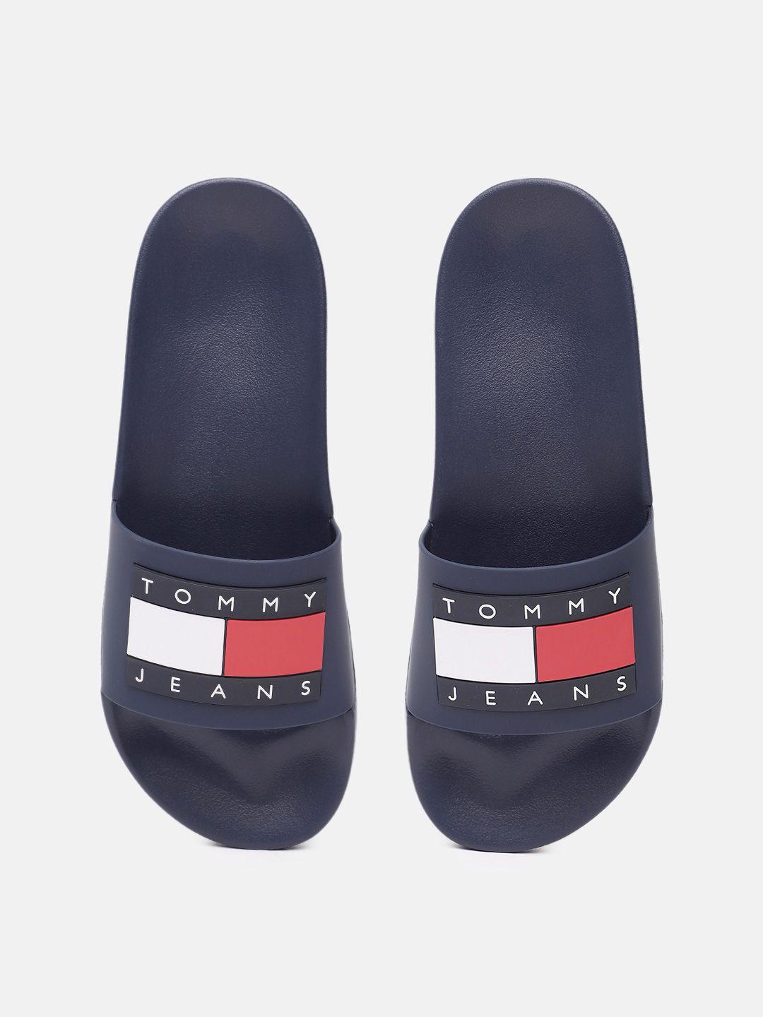 tommy hilfiger men brand logo print sliders