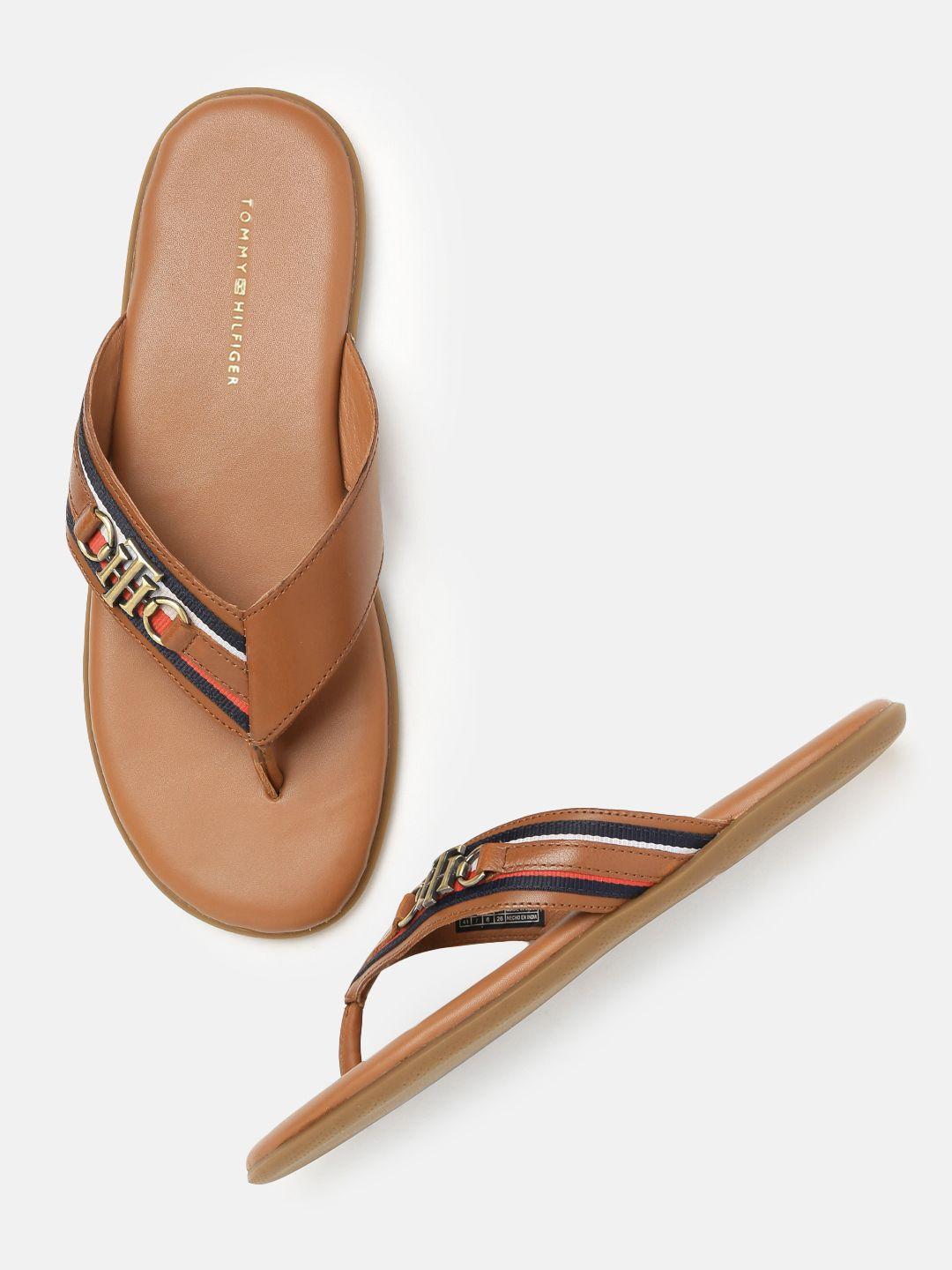 tommy hilfiger men brown leather sandals