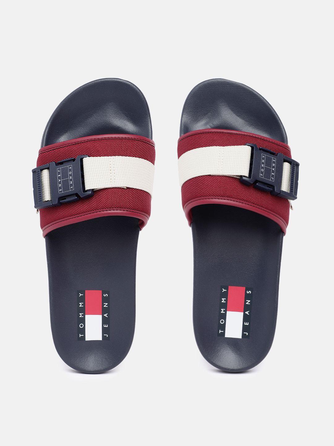 tommy hilfiger men colourblocked sliders with buckle detail