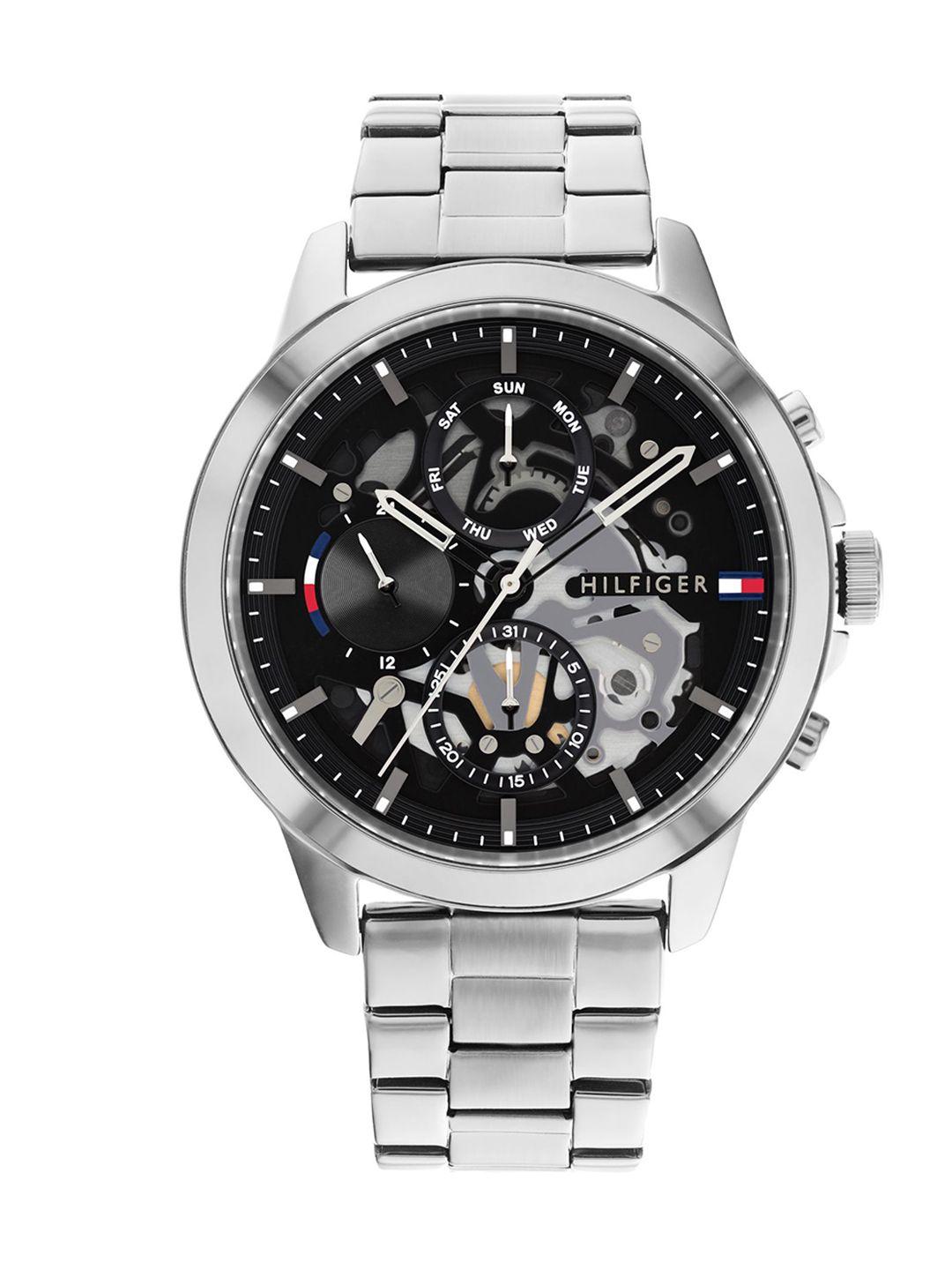 tommy hilfiger men embellished dial & stainless steel bracelet style straps analogue watch th1710477