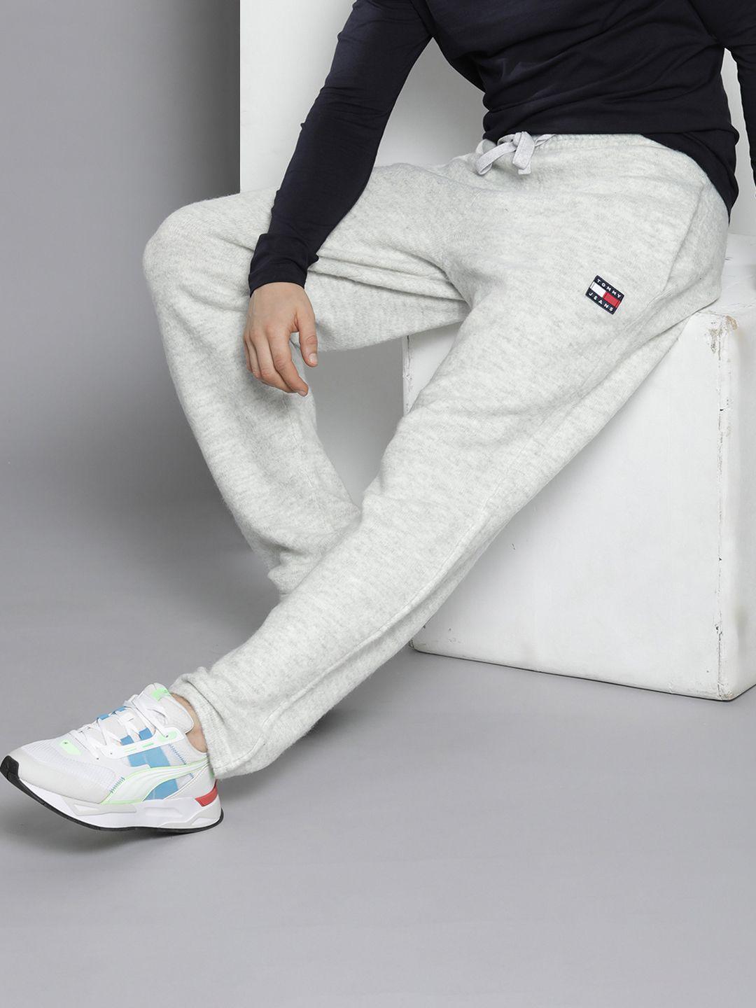 tommy hilfiger men grey melange track pants