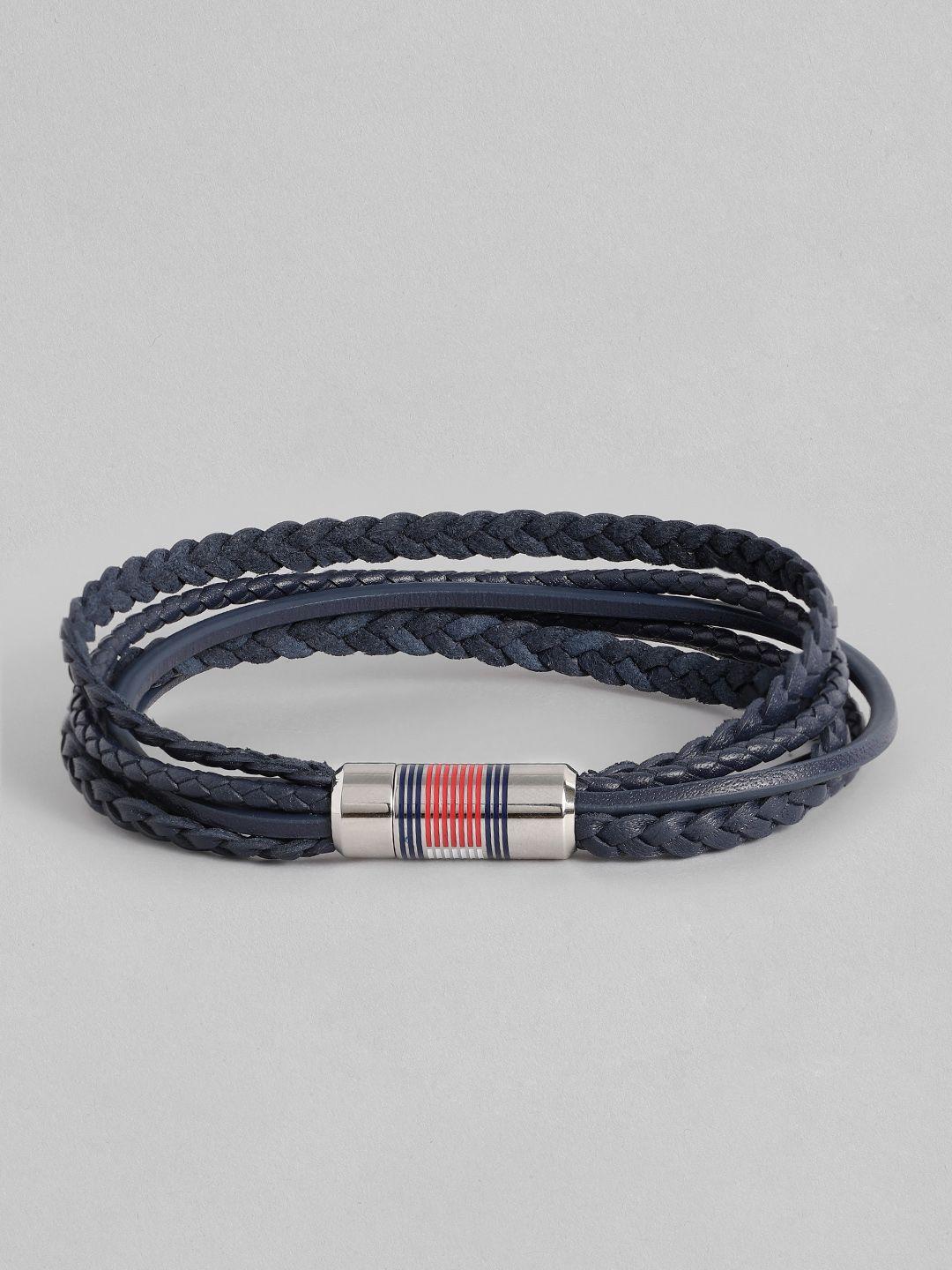 tommy hilfiger men leather triple wraparound bracelet