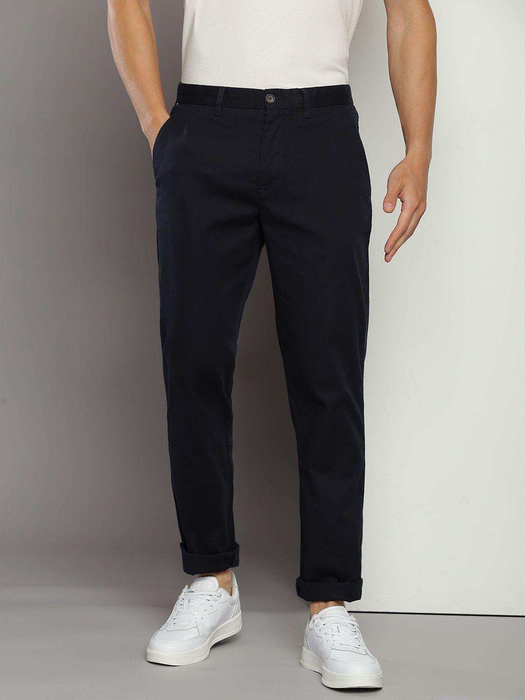 tommy hilfiger men mid-rise plain chinos trousers