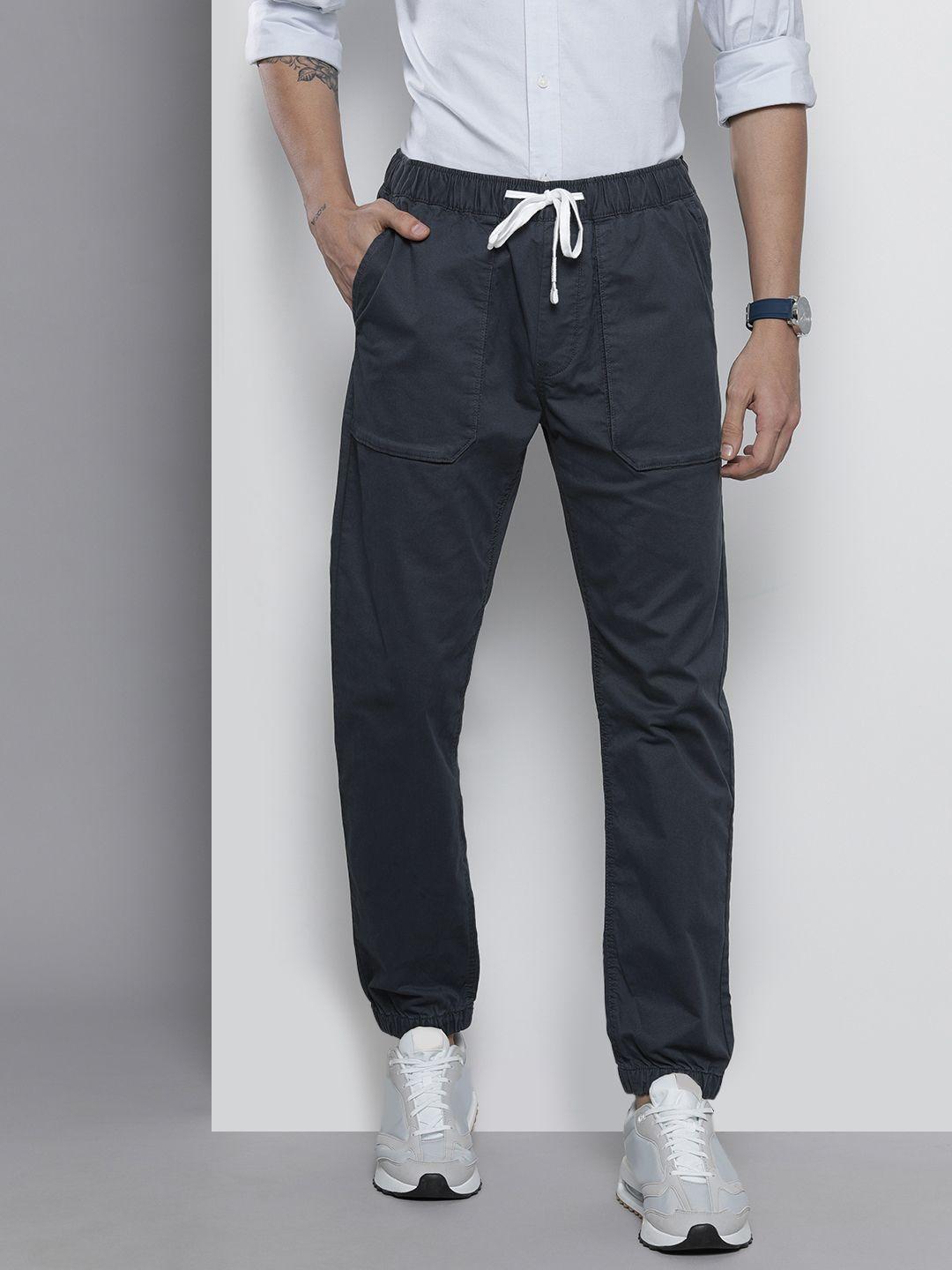 tommy hilfiger men navy blue loose fit joggers trousers