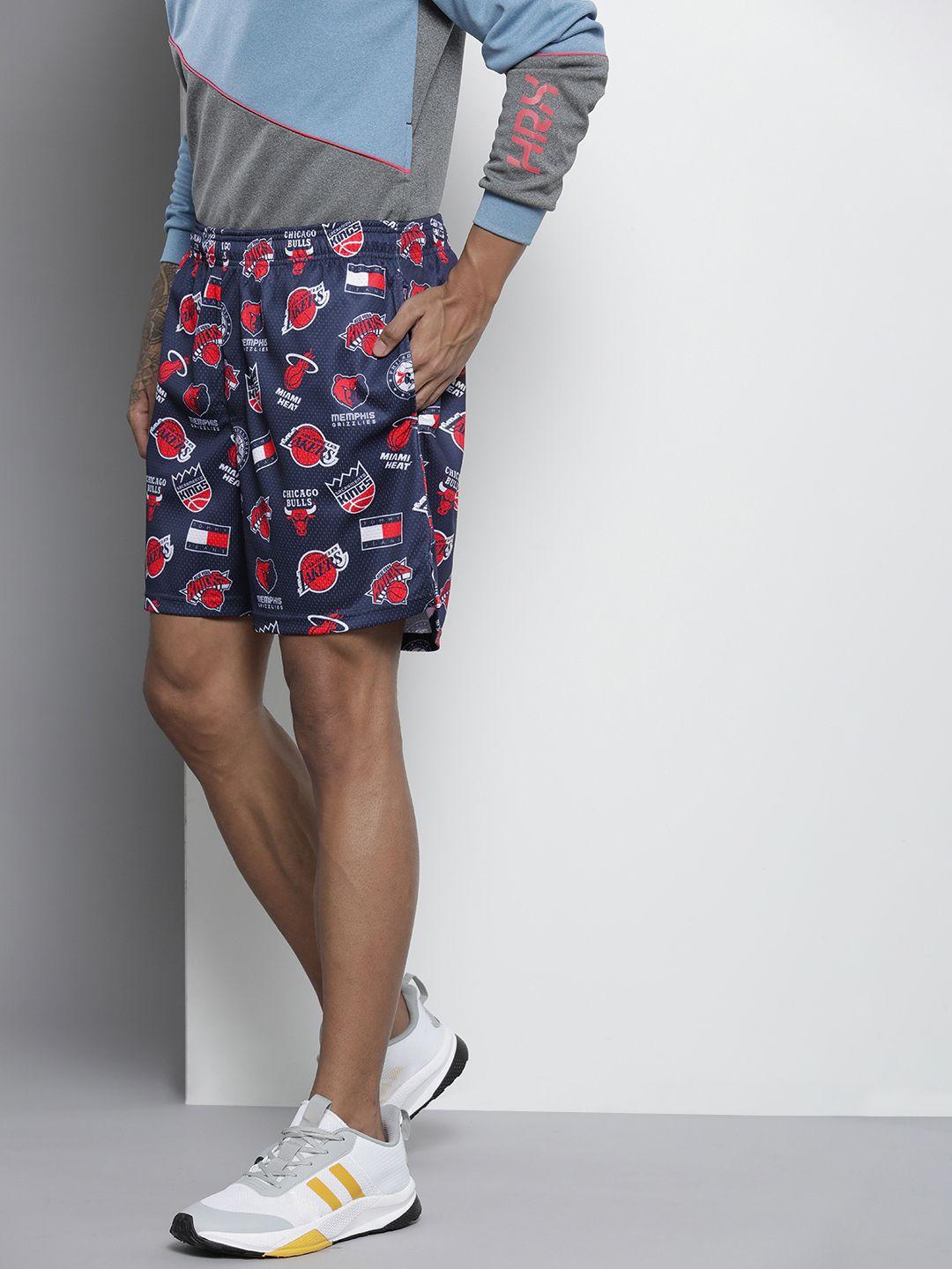 tommy hilfiger men navy blue printed shorts